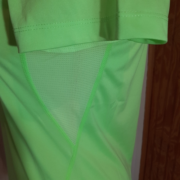 Peak Running Sport Athletic Lime Green Polo P Coolfree - Picture 4 of 10